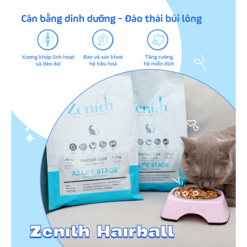 Thức ăn hạt mềm Zenith cho mèo (Hairball) - 1.2kg 3