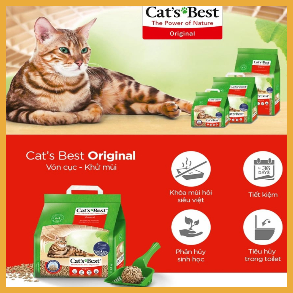 Cát vệ sinh hữu cơ siêu thấm hút Cat's Best Sensitive - 8L