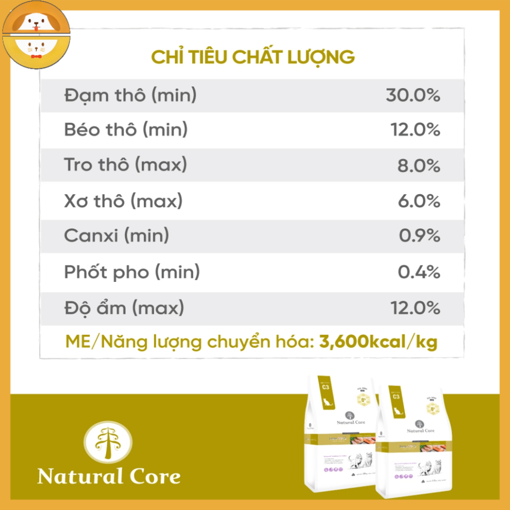 Thức ăn đa đạm cho mèo Natural Core - 1kg 9
